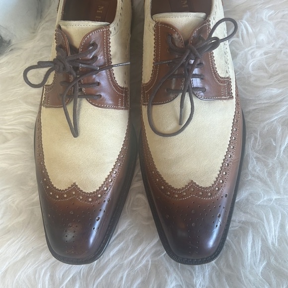 Mezlan Men’s Brown/Beige Wingtip Spectator Oxford Dress Shoes Size 8 - Picture 5 of 16